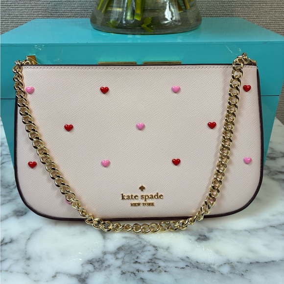 Kate Spade Pink Heart Studs Pochette Madison Bag - Retail $269